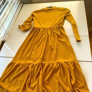 Ophelia Rose Turtleneck Gold Ruffle Dress SZ Small